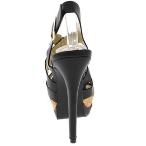 Maker's Shoes - Manhattan9 Black Open Toe Cork Platform Heels Maker's Shoes - Manhattan9 Black Open Toe Cork Platform Heels